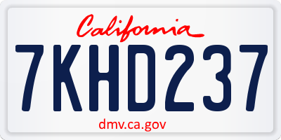 CA license plate 7KHD237