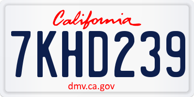 CA license plate 7KHD239