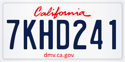 CA license plate 7KHD241