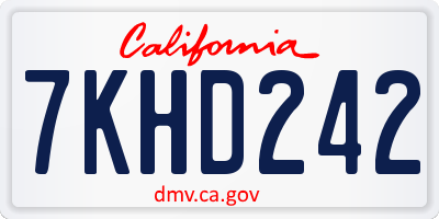 CA license plate 7KHD242