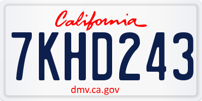 CA license plate 7KHD243