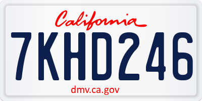 CA license plate 7KHD246