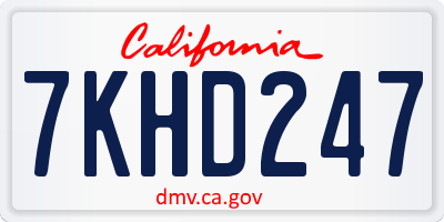 CA license plate 7KHD247