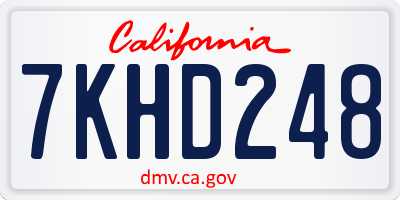 CA license plate 7KHD248
