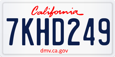 CA license plate 7KHD249