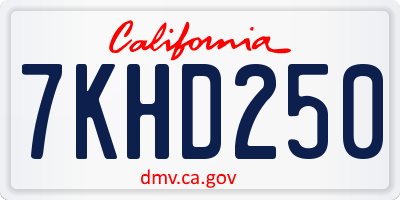 CA license plate 7KHD250