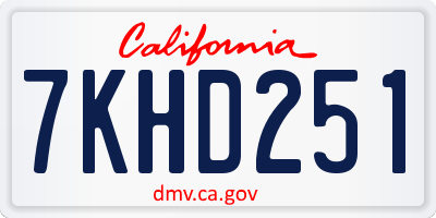 CA license plate 7KHD251