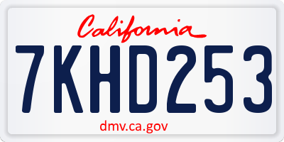 CA license plate 7KHD253