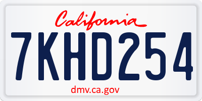 CA license plate 7KHD254