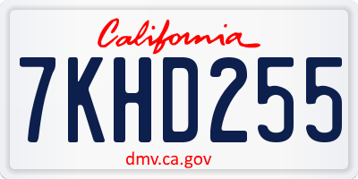 CA license plate 7KHD255