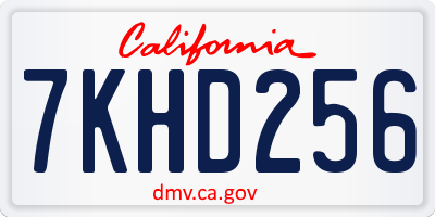 CA license plate 7KHD256