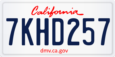 CA license plate 7KHD257