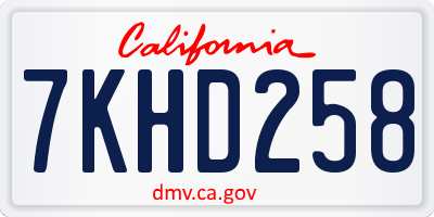 CA license plate 7KHD258