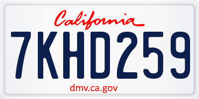CA license plate 7KHD259