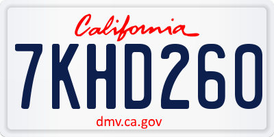 CA license plate 7KHD260