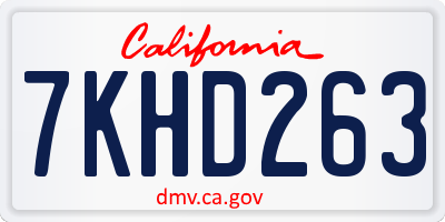 CA license plate 7KHD263