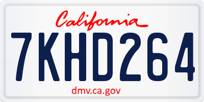 CA license plate 7KHD264