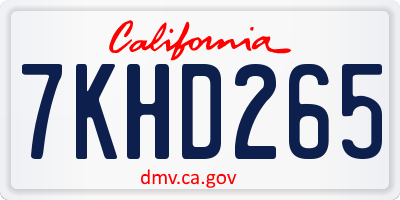 CA license plate 7KHD265