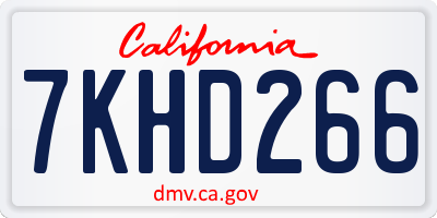 CA license plate 7KHD266