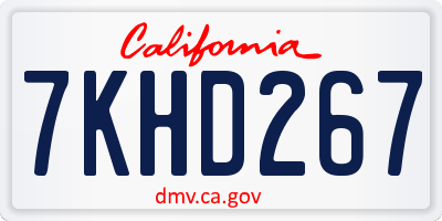 CA license plate 7KHD267