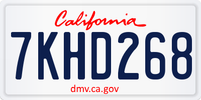 CA license plate 7KHD268