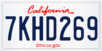 CA license plate 7KHD269