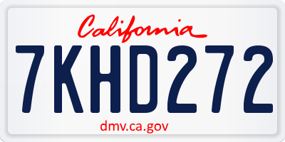 CA license plate 7KHD272