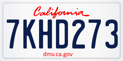 CA license plate 7KHD273