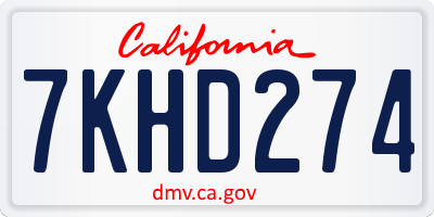 CA license plate 7KHD274