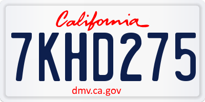 CA license plate 7KHD275