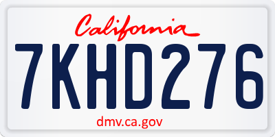 CA license plate 7KHD276