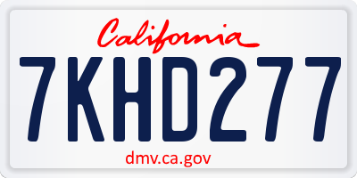 CA license plate 7KHD277