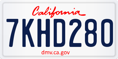 CA license plate 7KHD280