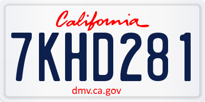 CA license plate 7KHD281