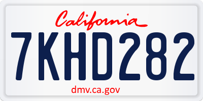 CA license plate 7KHD282