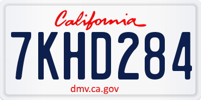 CA license plate 7KHD284