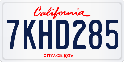 CA license plate 7KHD285