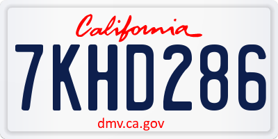 CA license plate 7KHD286