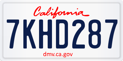 CA license plate 7KHD287