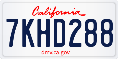 CA license plate 7KHD288
