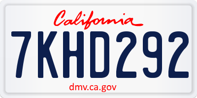 CA license plate 7KHD292