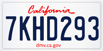 CA license plate 7KHD293