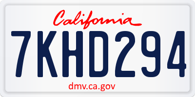 CA license plate 7KHD294