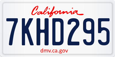 CA license plate 7KHD295
