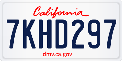CA license plate 7KHD297
