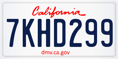 CA license plate 7KHD299