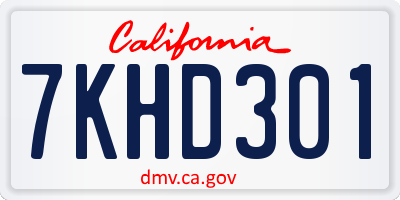 CA license plate 7KHD301