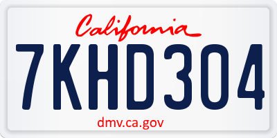CA license plate 7KHD304