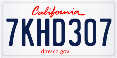 CA license plate 7KHD307