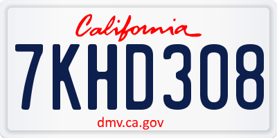 CA license plate 7KHD308